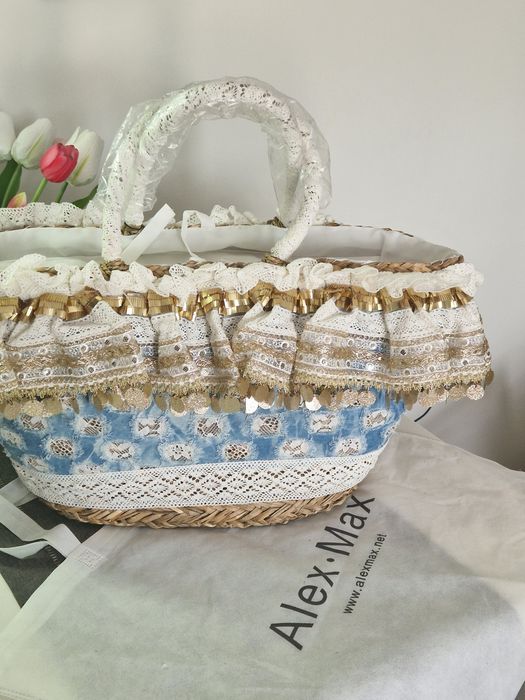 Alex Max Koszyk Słomkowy Plażowy BohoTorba Nowy Włochy