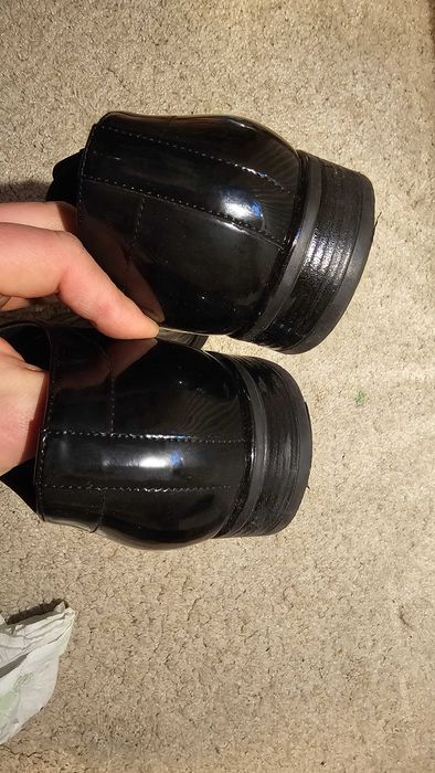 Męskie Lakierki Buty Ślubne Czarne Ryłko 45