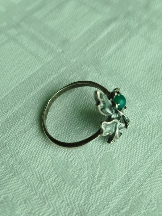 Каблучка перстень обручка хризопраз вінтаж ссср срібло 875