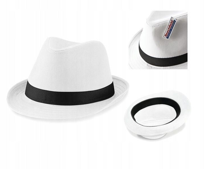 biały kapelusz gangsterski fedora damski s/m
