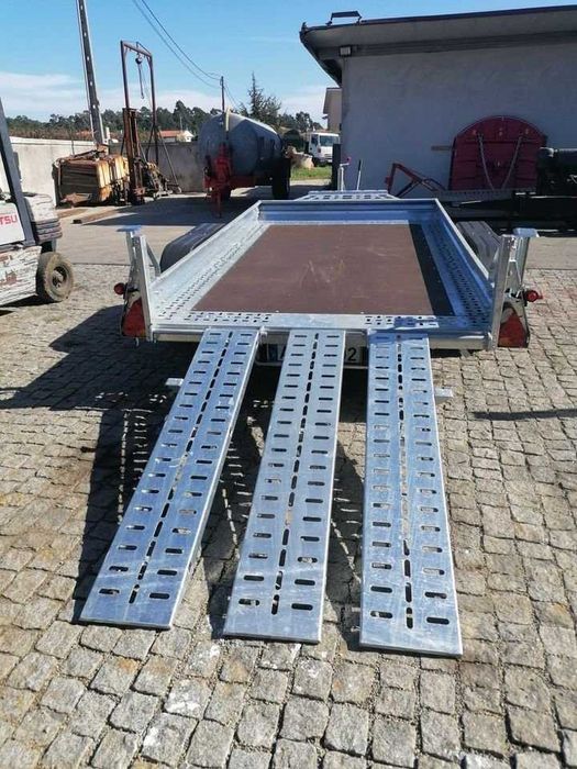Atrelado Reboque Porta Maquinas galvanizado de 2 Eixos 3500 kg Novo