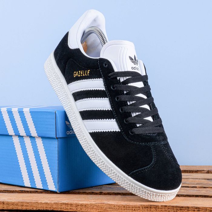(2241) Акція! Кросівки кеди Adidas Gazelle чорні з білим (36-46) адідас