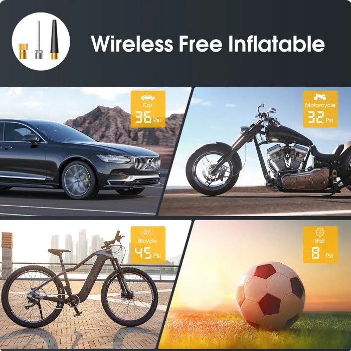 Беспроводной авто компрессор CARSUN Mini + повербанк| Насос для машины