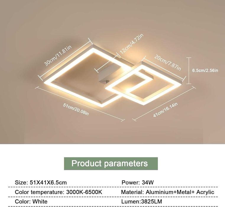 Ściemnialna lampa sufitowa LED Riserva, 34 W z pilotem