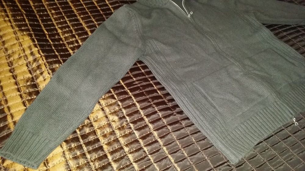 CALVIN KLEIN sweter brązowy z kołnierzem L