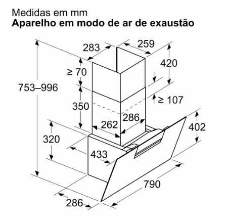 Exaustor de parede Bosch 80cm novo, com garantia
