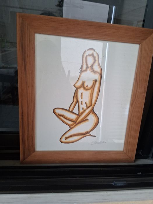 Dois Quadros figuras e pintados a lapis