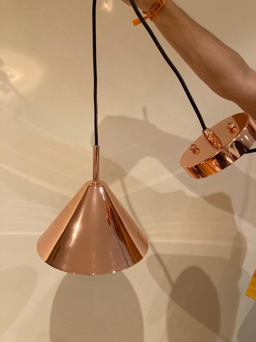 Candeeiro de teto pendente bronze rosado