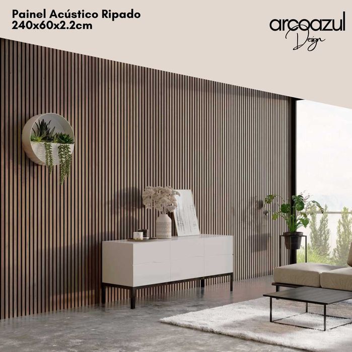 Painel Acústico Ripado - 240x60cm - 6 tons By Arcoazul Design