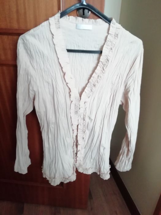 Blusa beije aspeto encorrilhado Promod