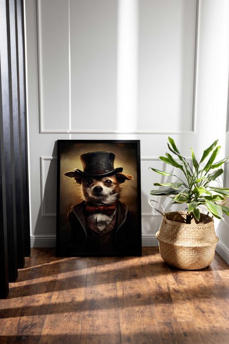 Plakat na Ścianę Obraz Dostojny Gucio Pies Sztuka 50x70 cm Premium
