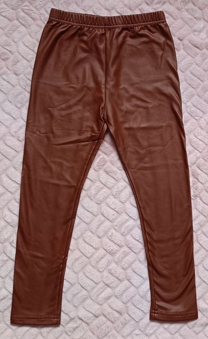 Legginsy eko skóra lekko ocieplane czekolada 122 NOWE