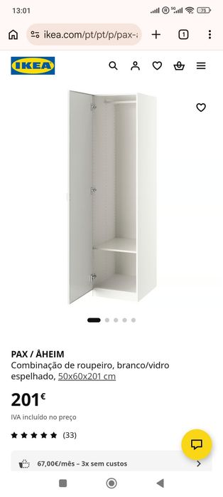Roupeiro com 1 porta