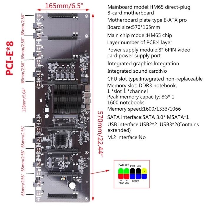 Motherboard Octominer Mining - 8 GPU - Nova