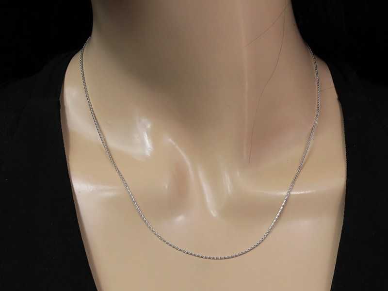 Piękny Srebrny 925 Łańcuszek Damski Żyłka 1 mm 45 cm
