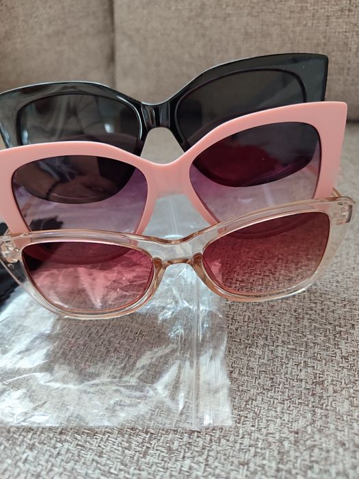 Okulary przeciwsłoneczne zestaw kocie cat eye