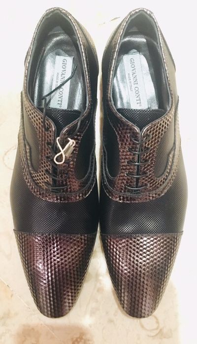 Giovanni Conti sapatos castanhos pele trabalhada 45