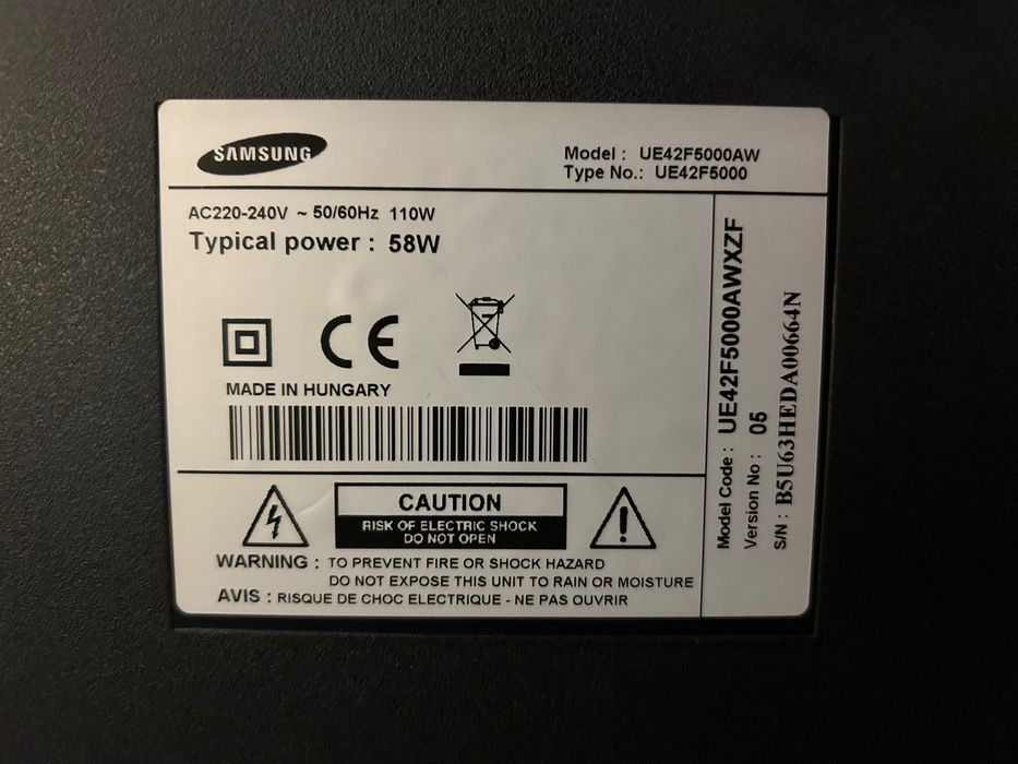 Televisão Samsung 42’’ flat screen (UE42F5000AWXZF)