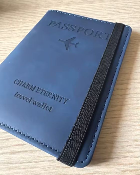 Обложка, обкладинка на паспорт, закордонний паспорт, синій колір