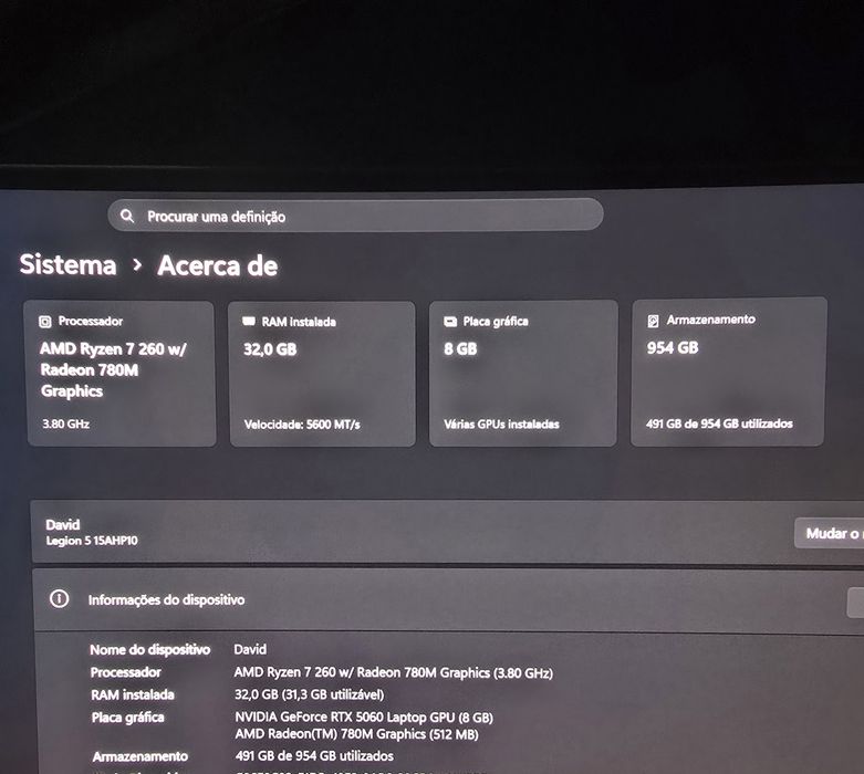 Portátil Lenovo Legion 5 – Ryzen 7 260 | RTX 5060 | 32GB RAM | 1TB SSD | OLED 165Hz