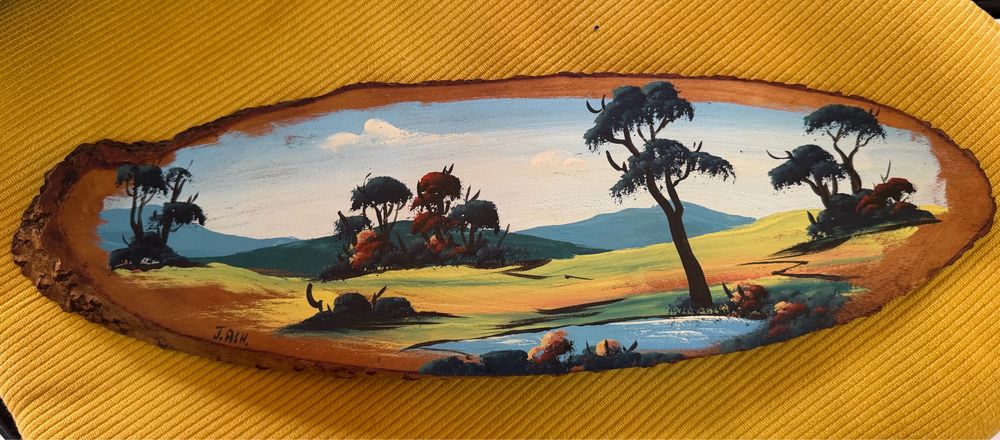 Pintura a óleo em madeira natural de África do Sul