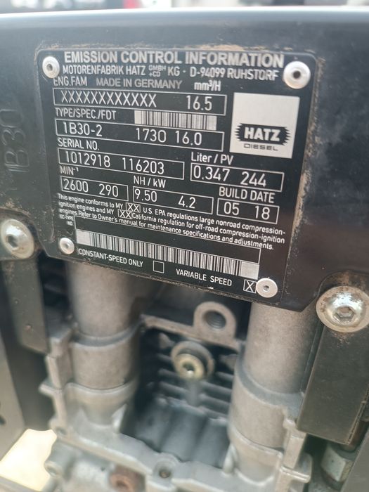 Silnik Diesel Hatz 1B30 -2  4.2 kW Rok 2018  Stan Bardzo Dobry