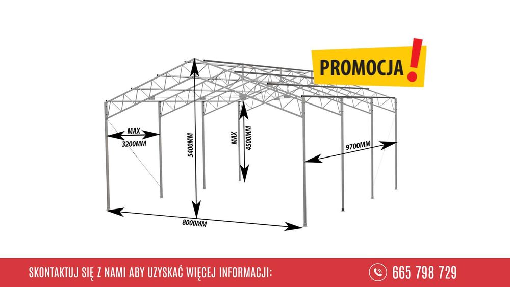 PROMOCJA!!! Konstrukcja stalowa 8x9.6 x4 (Nowa ocynkowana )