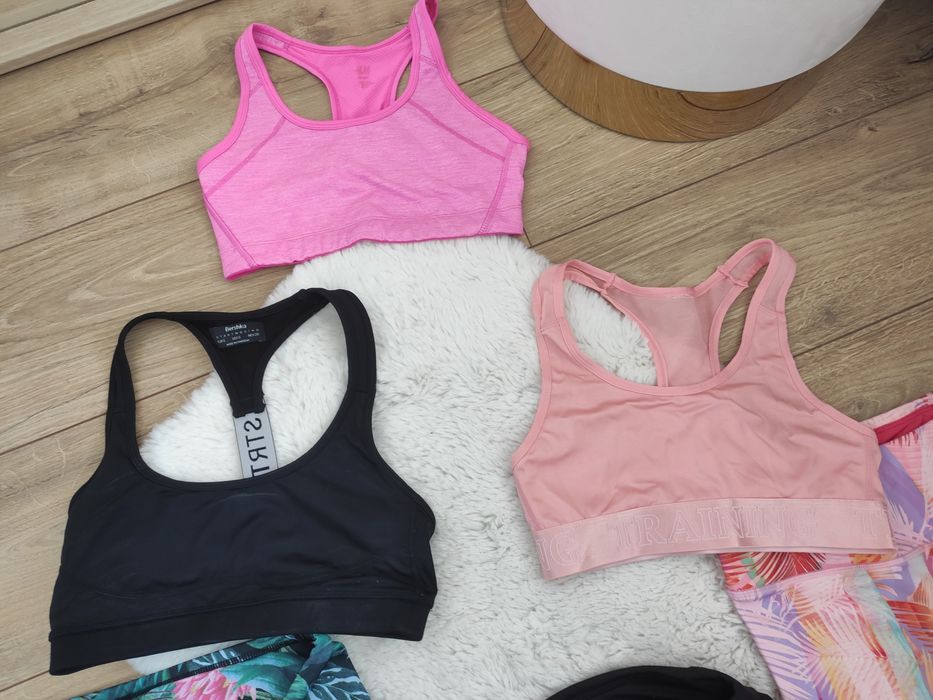 Zestaw ubrań sportowych Bershka H&M legginsy top