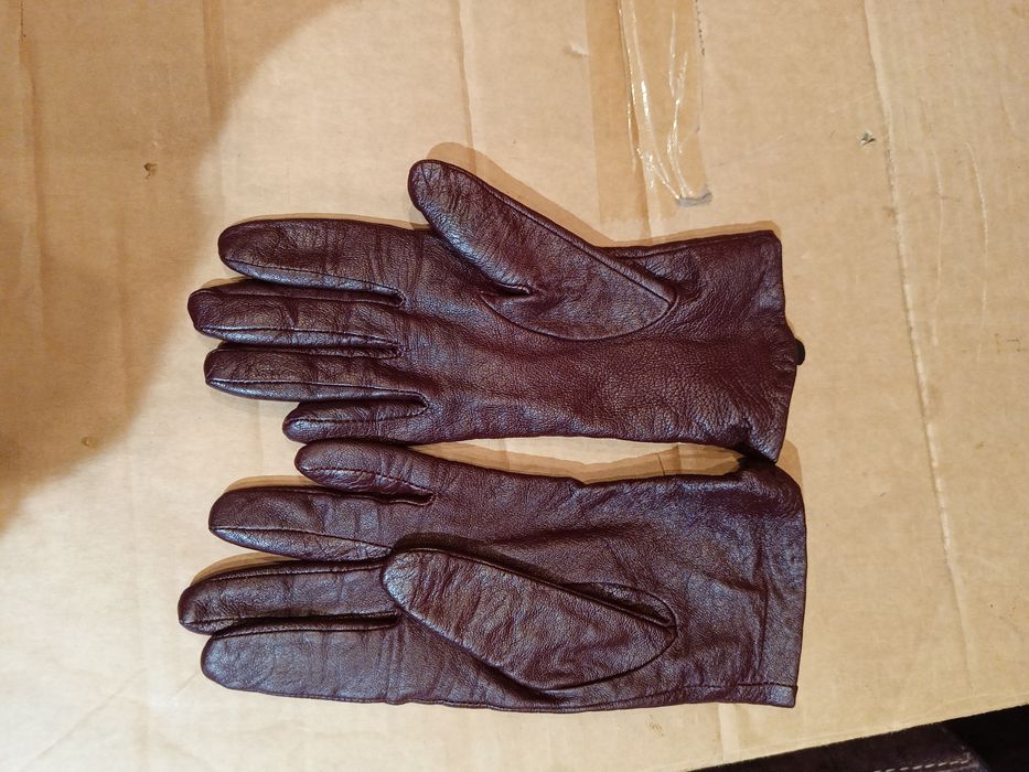 Rękawiczki skórzane, w kolorze brązowym,roz.S.