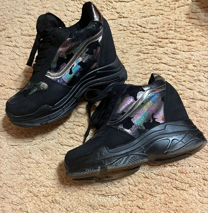 Ботинки кроссовки y2k аниме черные