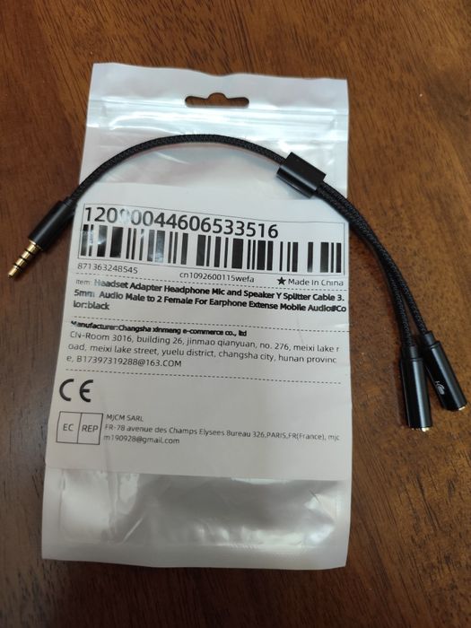 Adaptador Jack 3.5mm com entrada microfone e auricular