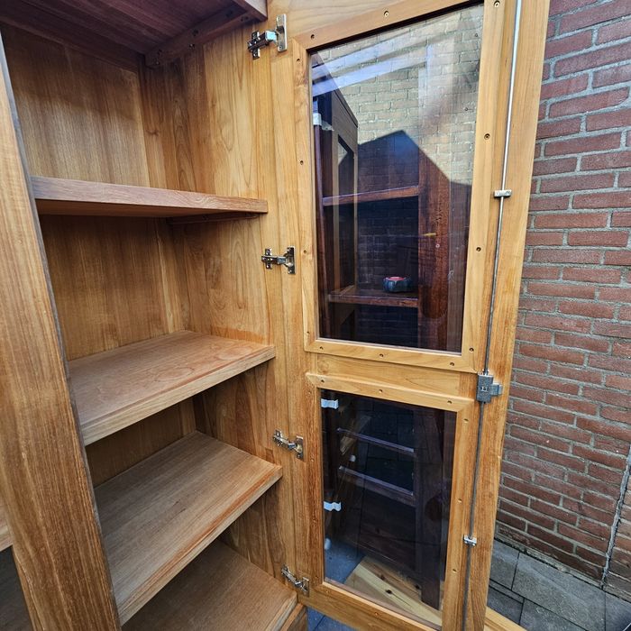 Drewniana witryna / biblioteczka 195x100x45,5, lity teak