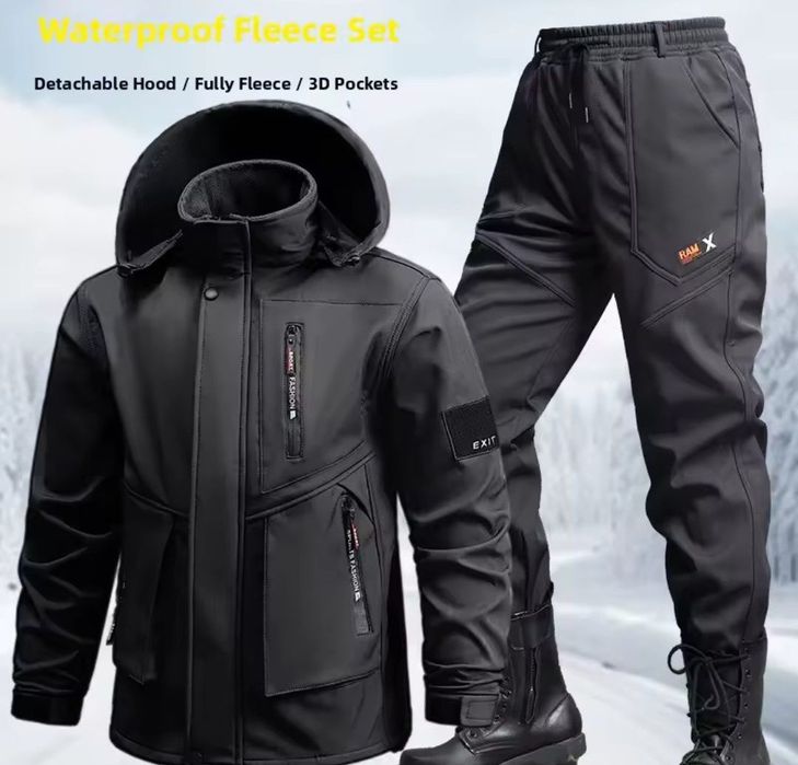 Новый зимний мужской костюм 3XL
Утолщённый флисовый комплект куртка +