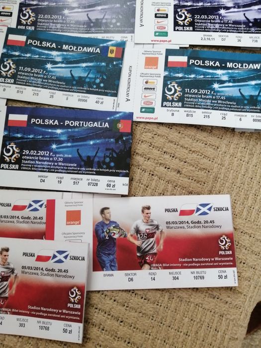 Stare bilety meczowe reprezentacji Polski.