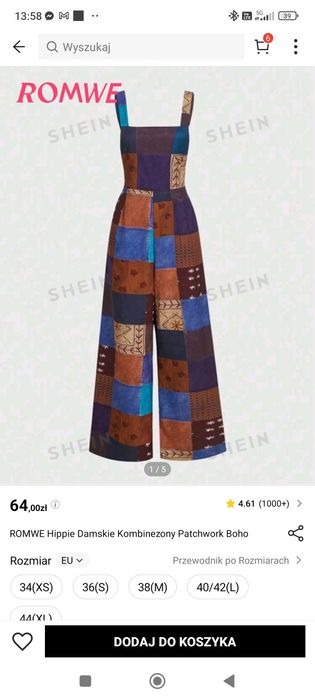 Damskie Kombinezon Patchwork Boho