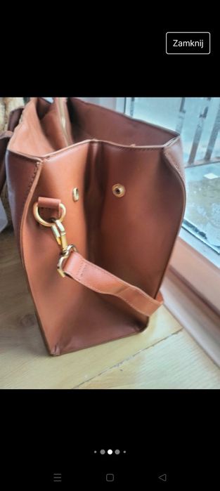 Duża torebka brązowa pasek na ramię 39/31/16cm