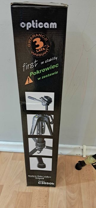 Statyw foto/video  Tripod OPTICAM C3550b Głowica 3-D Poziomica 157 cm