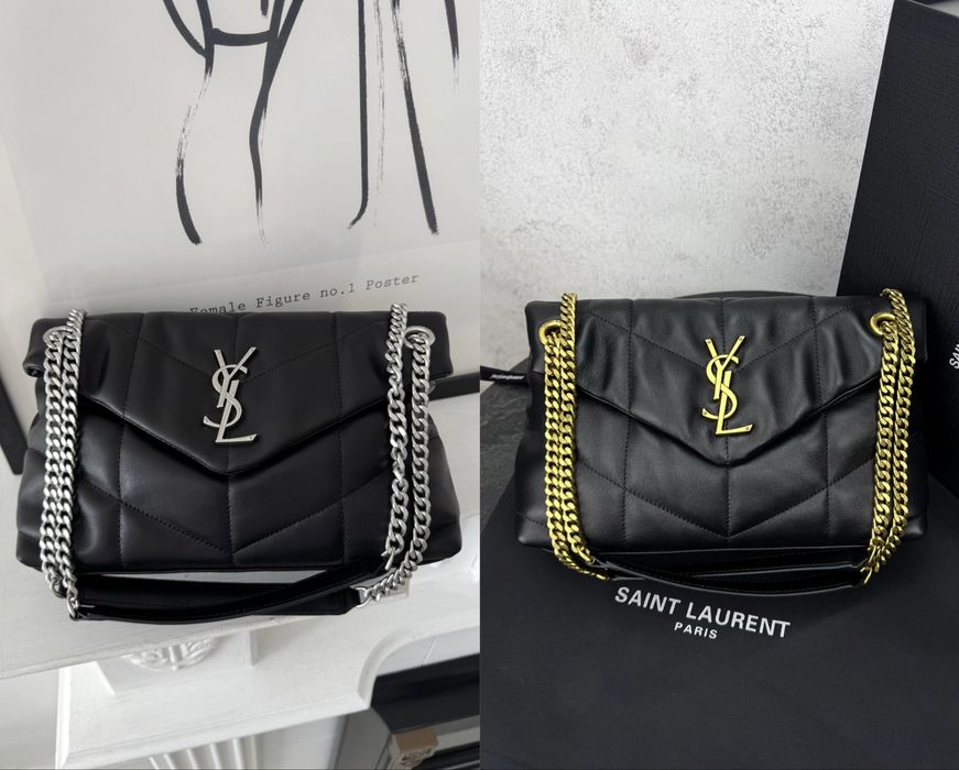 Сумка Yves Saint Laurent Puffer Black срібна та золота фурнітура