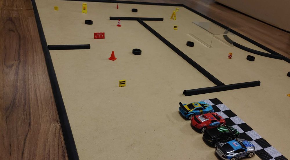 "Mini RC Race" Tor, 2autka zdalnie sterowane, tunel, rampa, przeszkody