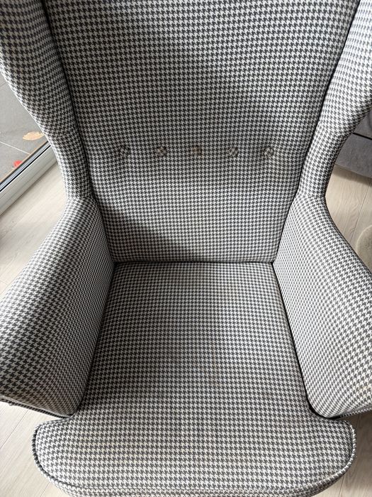 Ikea fotel uszak pepitka