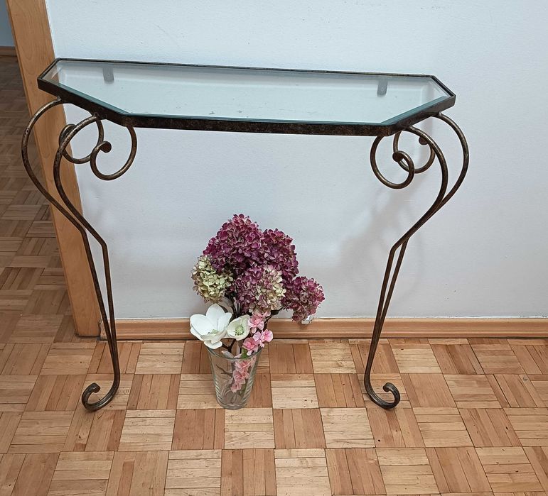 Konsola szklana, żelazna