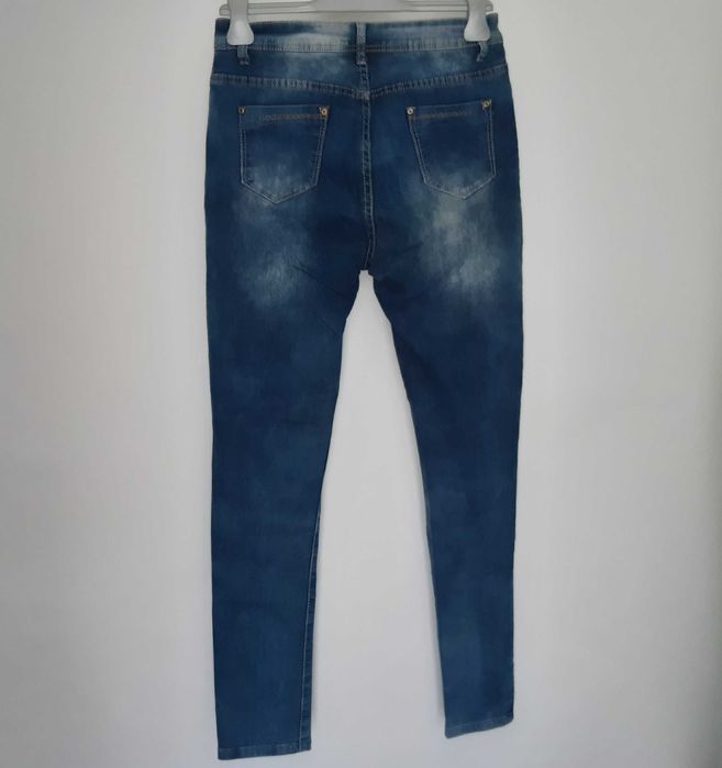 Calças Ganga Skinny Jeggings Senhora 38 Azuis Brancas Estimadas