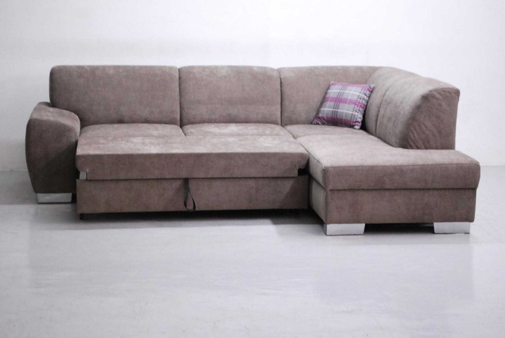 SAH nowoczesny narożnik funkcja spania, KANAPA rogówka sofa brązowa t