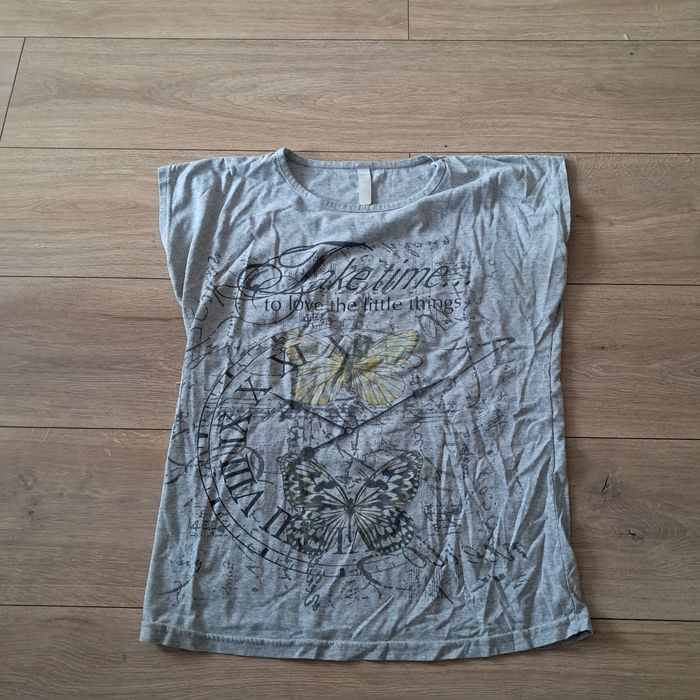 Szara bluzka z krótkim rękawem rozm.XL