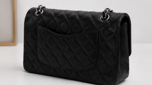 Chanel Mini Flap em couro matelassé preto com ferragens prateadas