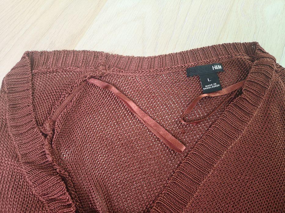 Sweterek -  bolerko, H&M, brązowy z błyszczącą nitką, krótki, rozm.. L