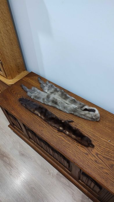 Starodawny Szal z norek futro vintage akcesoria rzeczy prl