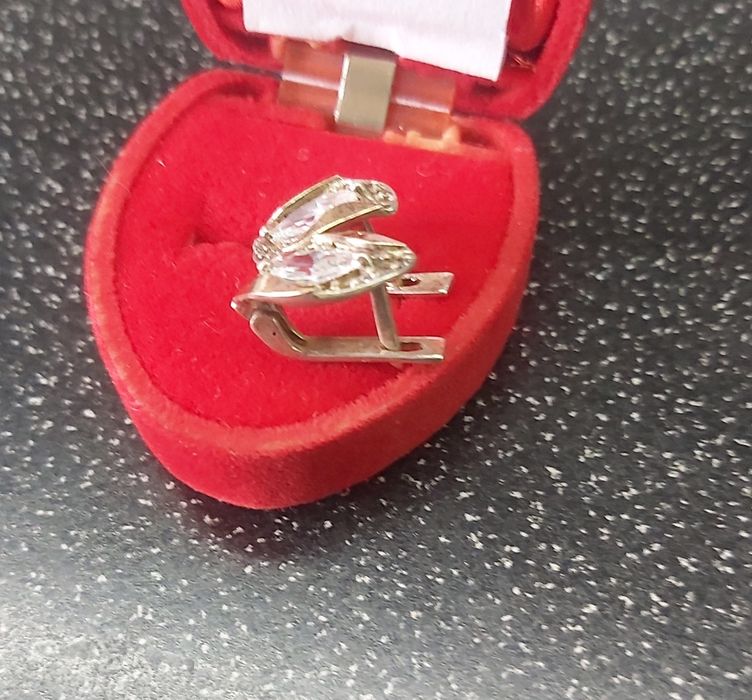 Серебряные сережки с золотыми пластинами, вес 3,92 гр