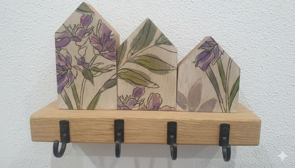 Wieszak na klucze - domki