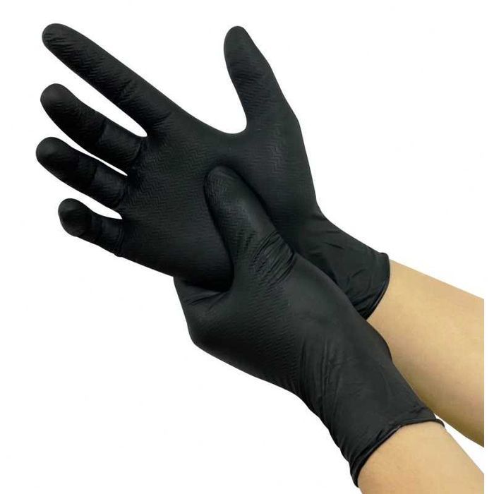 Rękawice nitrylowe czarne Gripper XXL 45 sztuk grube